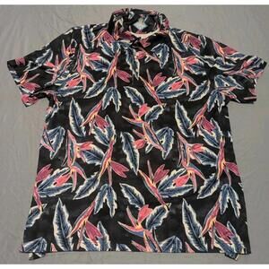 CHUBBIES Polo Shirt Mens Large Gray Pink Blue Floral Golf Performance Stretch